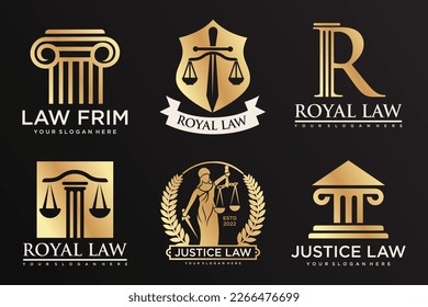 Set law logo and icon design template