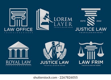 Set law logo and icon design template
