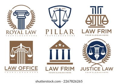 Set law logo and icon design template