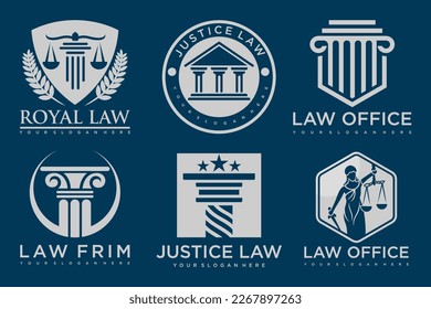 Set law logo and icon design template
