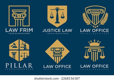 Set law logo and icon design template