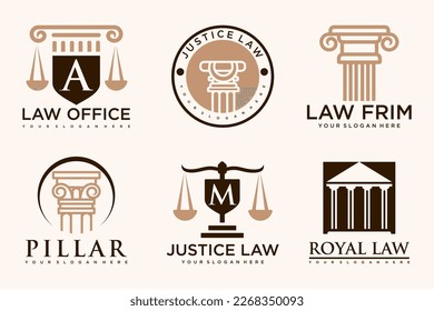 Set law logo and icon design template