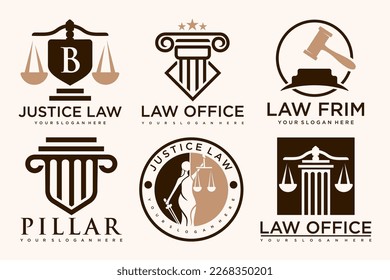 Set law logo and icon design template