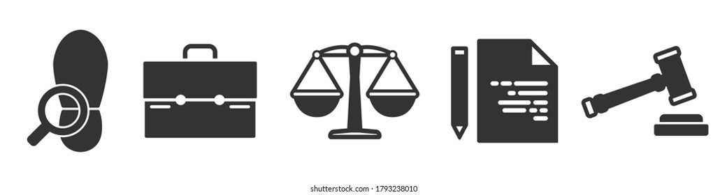 Conjunto de leyes iconos simples en negro