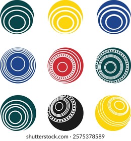 Set of Lawn ball Icons design vector Silhouette illustration, Lawn Bowls Icon flat isolated illustration