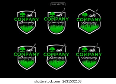 conjunto de gramado cuidado logotipo design criativo ideia vetor design modelo