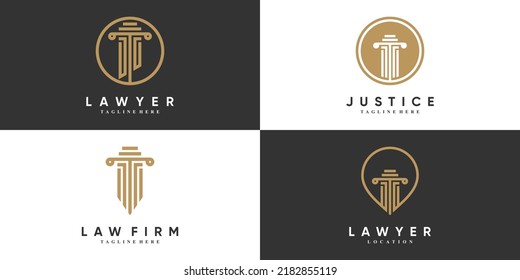 Set of lawyer or justice logo design with creative concept Premium Vector