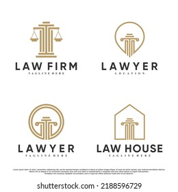 Set of lawyer or justice logo design with creative concept Premium Vector