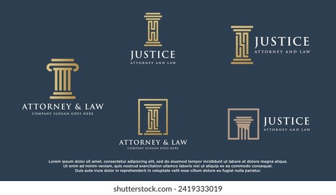 Set Of Lawyer logo with creative element style Premium Vector. Law firm Attorney And Law logo design vector Illustration.