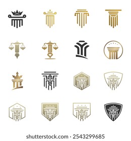 Set lawyer logo design concepto creativo Premium Vector