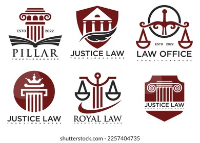 Set lawyer Logo Template vector symbol nature