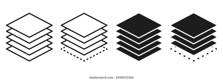 Set of Layer icon. Layers line symbol Collection. Vector Illustration.