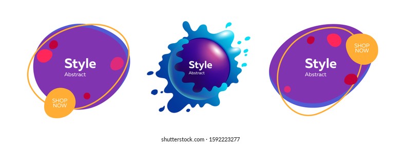 Set of layered abstract blobs. Design template for logo, flyer or presentation. Abstract form dynamic composition. Modern style vector illustration