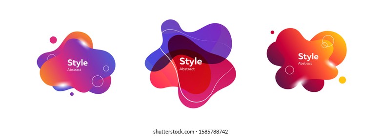 Set of layered colorful fluid blobs. Design template for logo, flyer or presentation. Abstract form dynamic composition. Modern style vector illustration