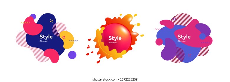 Set of layered colorful fluid blobs. Design template for logo, flyer or presentation. Abstract form dynamic composition. Modern style vector illustration