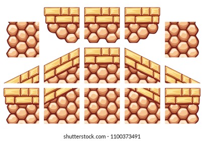 a set of layered vector of tile set pattern for creating 2d game wall and background