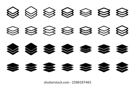 Set of layers icon symbol vector on white background.