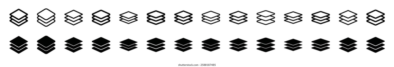 Set of layers icon symbol vector on white background.