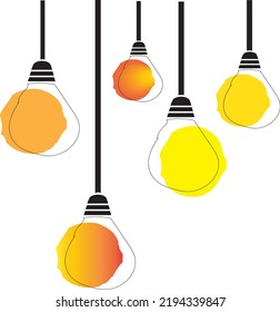 Set von Legelampen mit einem Hängen und Glühen. Trendy flache Vektorlampen-Symbole mit Konzept der Idee auf weißem Hintergrund.