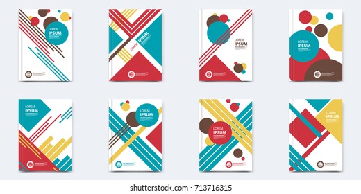 Set of layout cover template. Eight objects with different unique shapes design. Can be used for poster, annual report, flayer, card, banner, book, brochure, leaflet, booklet and other.
