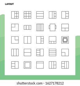 Set of Layout Line Icon set 25 Icons. Vector Minimalism Style Design Black Icons Set. Linear pictogram pack.