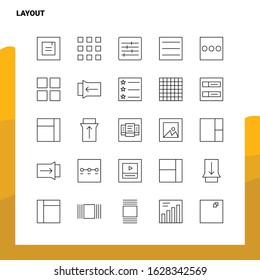 Set of Layout Line Icon set 25 Icons. Vector Minimalism Style Design Black Icons Set. Linear pictogram pack.