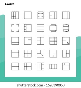 Set of Layout Line Icon set 25 Icons. Vector Minimalism Style Design Black Icons Set. Linear pictogram pack.