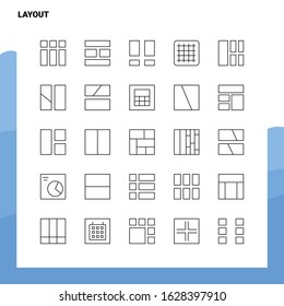 Set of Layout Line Icon set 25 Icons. Vector Minimalism Style Design Black Icons Set. Linear pictogram pack.