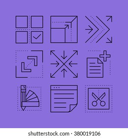Set of layout line vectors icons in the flat style.