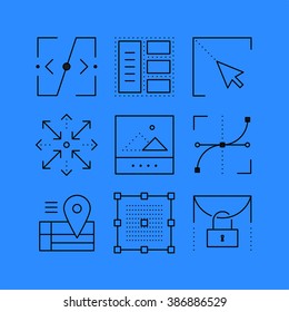 Set of layout line vectors icons in the flat style.