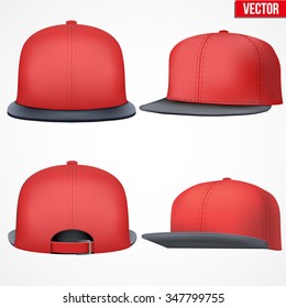 Set of Layout of Male red rap cap. A template simple example. Editable Vector Illustration isolated on white background. svg