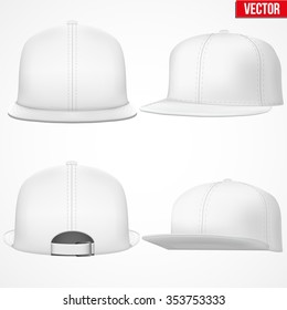 Set of Layout of Male white rap cap. A template simple example. Editable Vector Illustration isolated on white background. svg