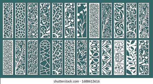 
set of layouts for decorative panels made of plywood for laser cutting