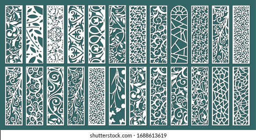 
set of layouts for decorative panels made of plywood for laser cutting