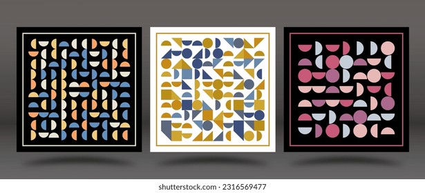 A set of layouts with geometric shapes for interior design, paintings, covers, posters. Abstract art for creative design and creative ideas