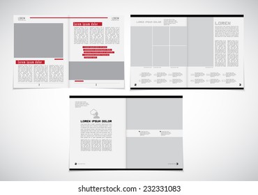 Set von Layouts. Offenes Magazin, Vektorgrafik.