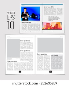 Set of layouts. Open magazine, vector Illustration.