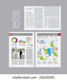 Set of layouts. Open magazine, vector Illustration.