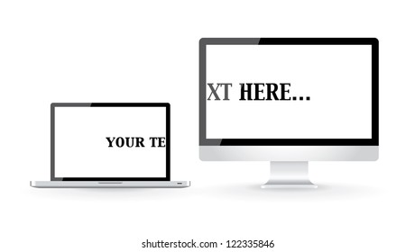 set of LCD computer and laptop - isolated illustration