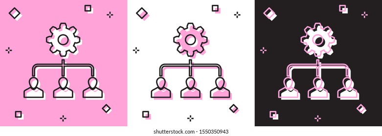Set Lead management icon isolated on pink and white, black background.  Vector Illustration