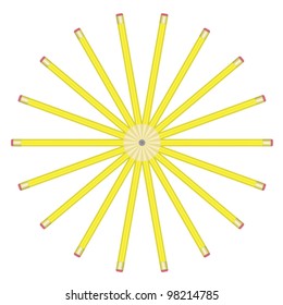 set of lead pencils lying by circle vector illustration