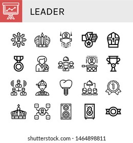 Set of leader icons such as Staff, Team, Crown, Human resources, Medal, Pope, Headhunting, Trophy, Group, Manager, Gold medal, Skill, Speakers, Speaker , leader