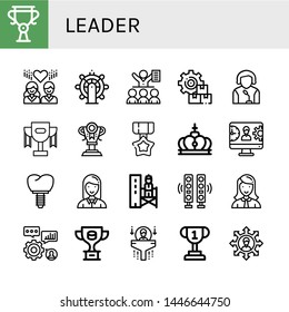 Set of leader icons such as Trophy, Team, Leadership, Meeting, Management, Speaker, Medal, Crown, Employee, Supervisor, Speakers, Manager, Skills, Human resources , leader