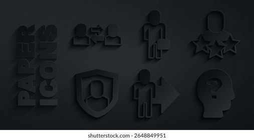 Definir líder de uma equipe de executivos, humano produtivo, proteção de usuários, trabalhador, empresário e ícone de trabalho do Exchange. Vetor