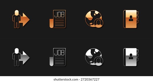 Líder de un equipo de directivos, trabajo de Búsqueda, Globo y personas e icono de currículum. Vector