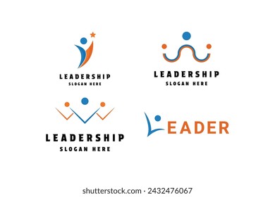 Conjunto de ideas creativas de diseño de logotipo de negocios de liderazgo