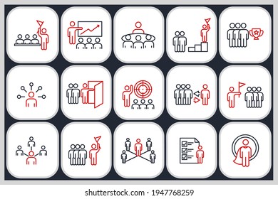 Set of leadership icon. Business people, human resources office management pack symbol template for graphic and web design collection logo vector illustration