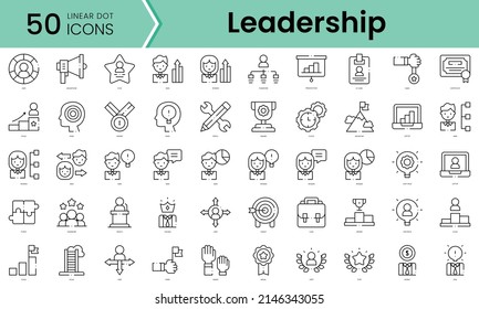 Set of leadership icons. Line art style icons bundle. vector illustration