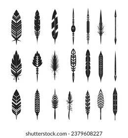 Set of Leaf Arrow, Feather Arrow Bundle vector illustration