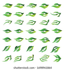 Set Leaf Arrow Logo Design Vector